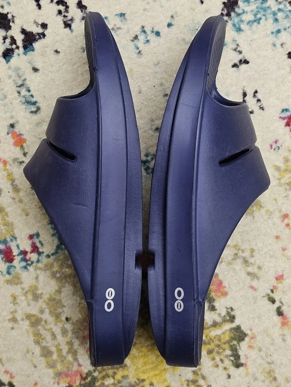 OOFOS OOahh Comfort Slide Sandals Men's Size 7 Navy Blue Slip On Recovery Shoes